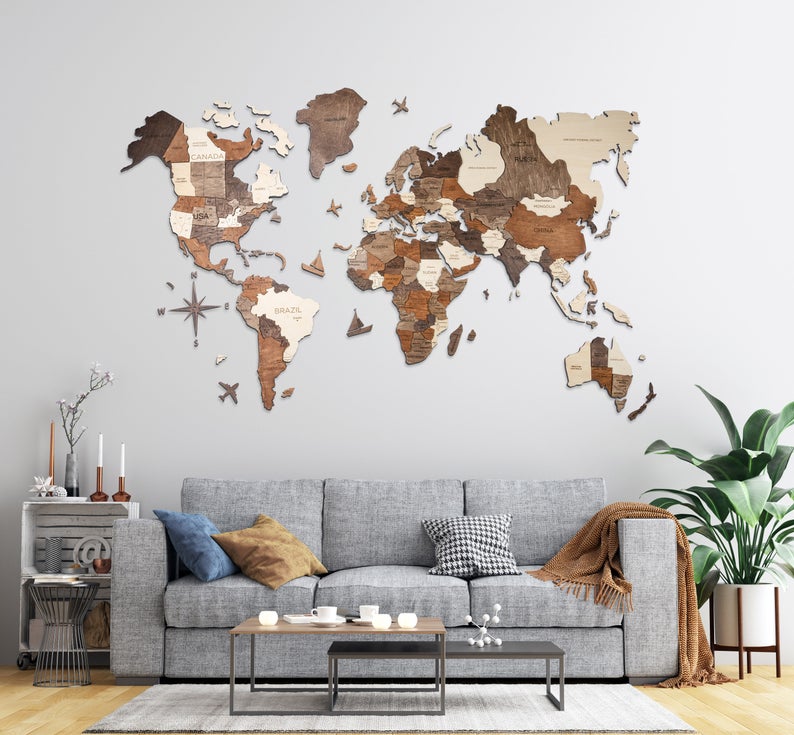 Wooden World Map & Display Stand – Gladfolk